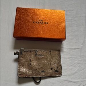 Coach Metallic Speckled Wristlet Pouch - Bronze